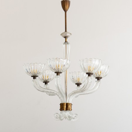 Six-Arm Chandelier by Ercole Barovier