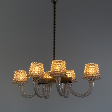 Six-Arm 'Rostrato' Chandelier by Barovier